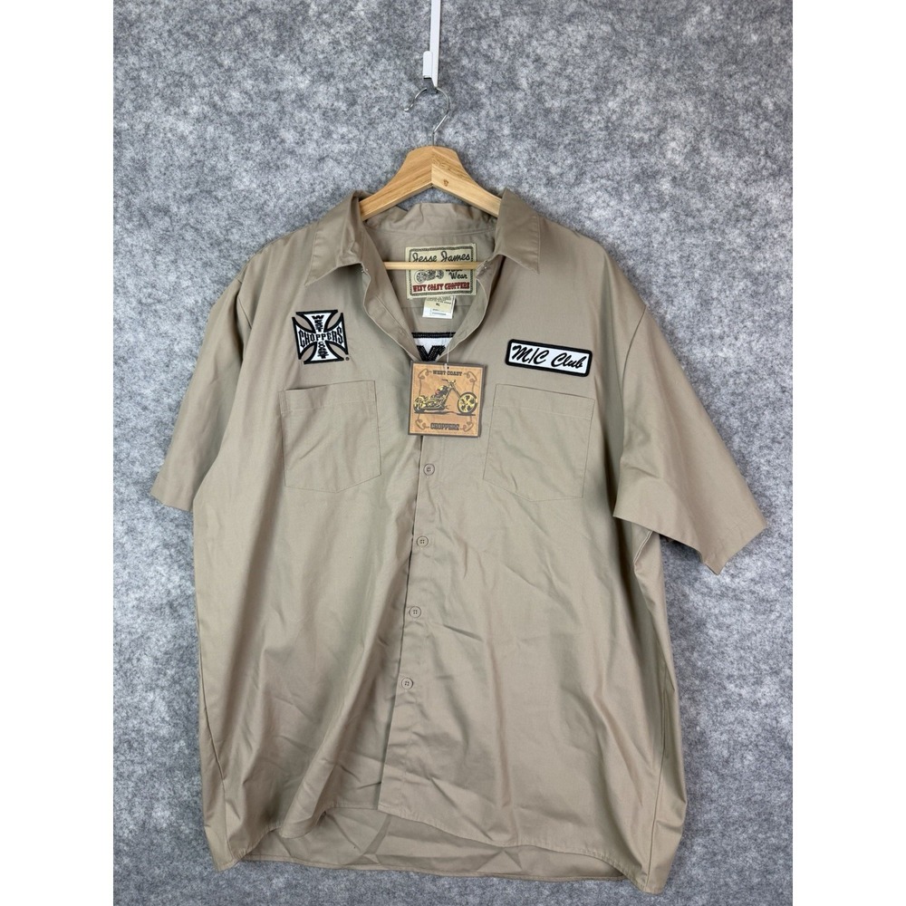 Vintage West Coast Choppers Shirt Mens XL Mechanic Button Up Jesse James MC Club